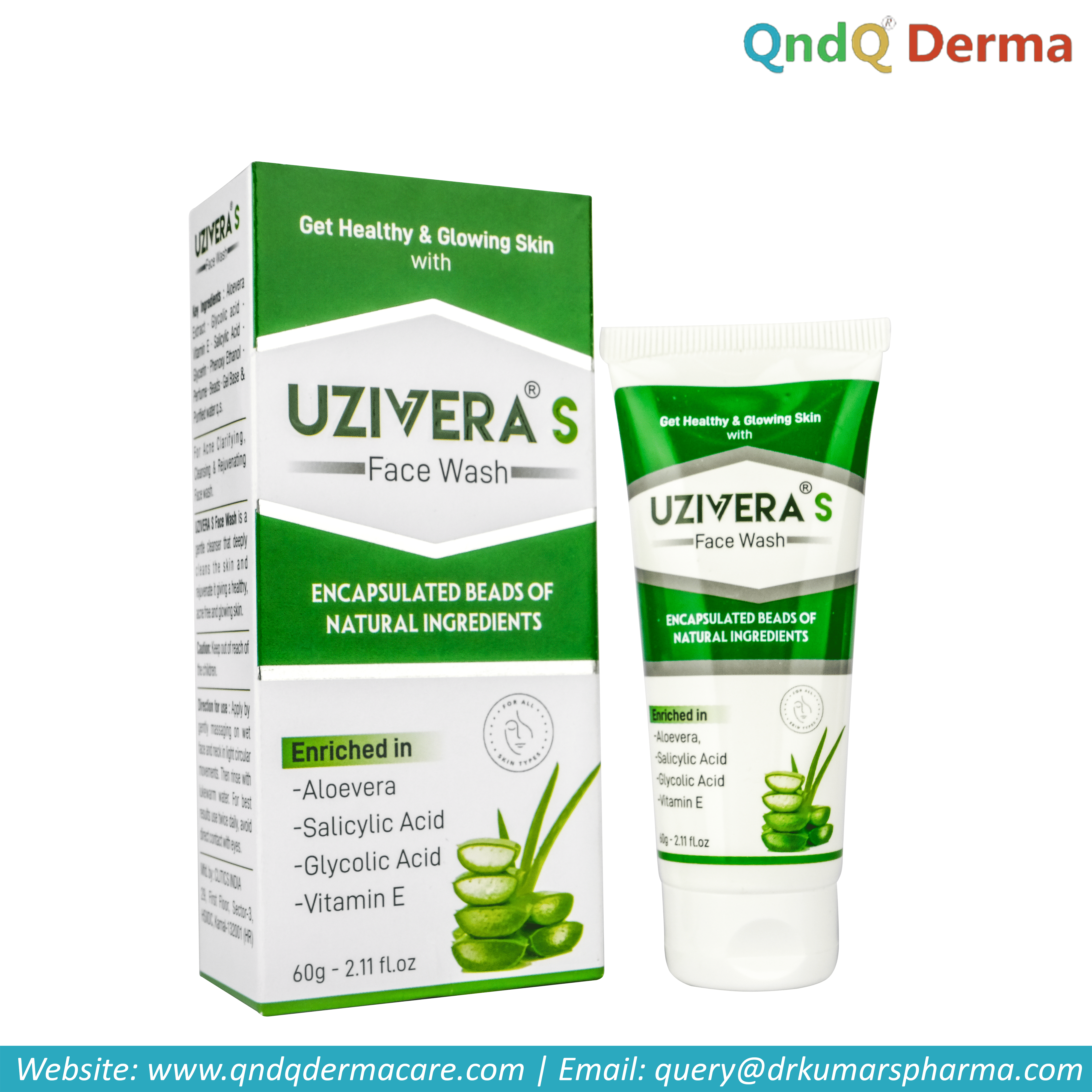 Salicylic Acid, Glycolic Acid, Lactic Acid, Vitamin E, Aloevera Extract  FaceWash